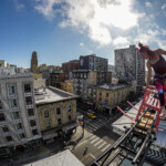 Sonsherée Giles dancing on the side of the Cadillac Hotel