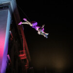 MaryStarr Hope dancing on the side of the Cadillac Hotel.